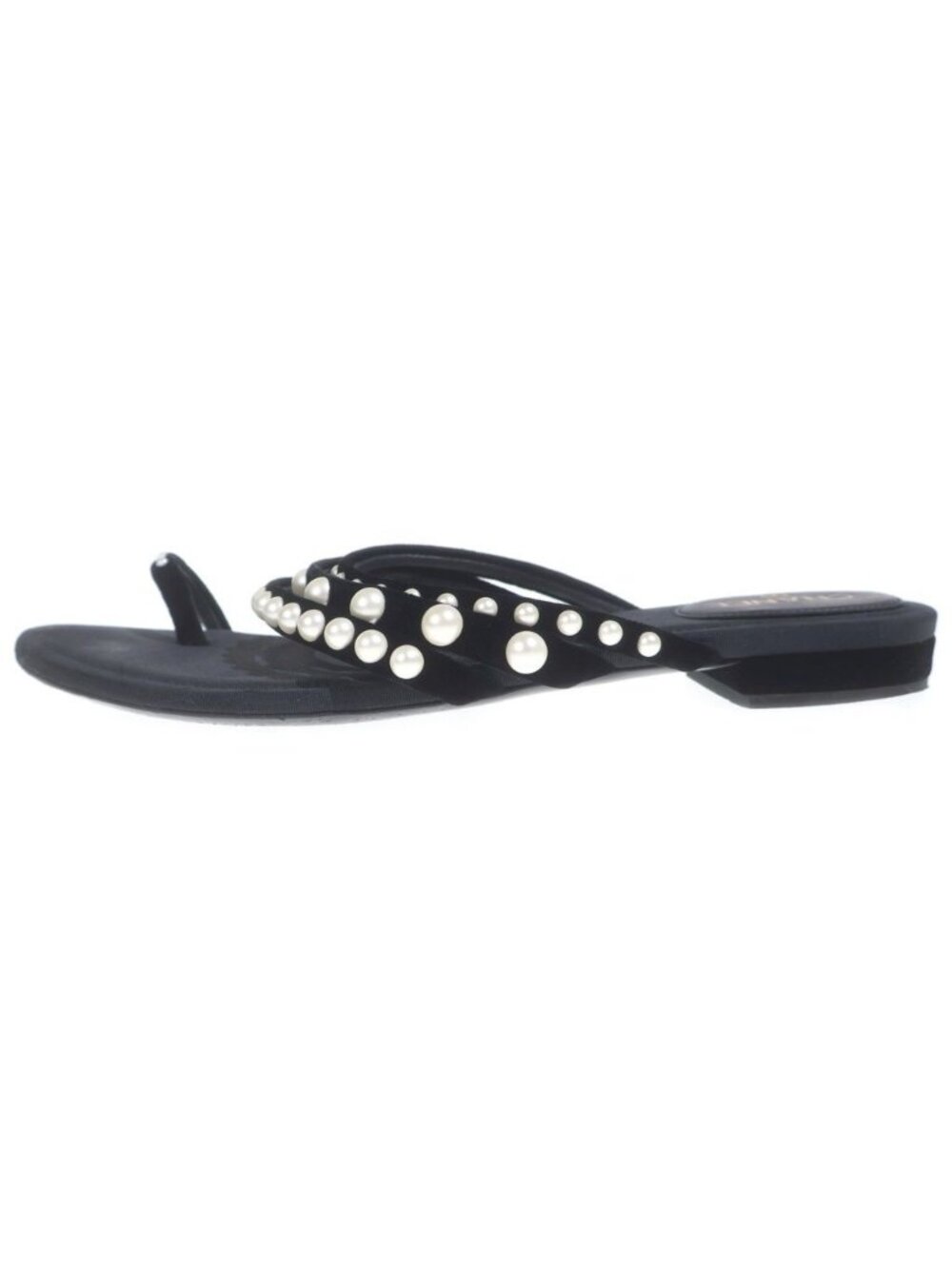Chanel Pearl Flat Sandals Black